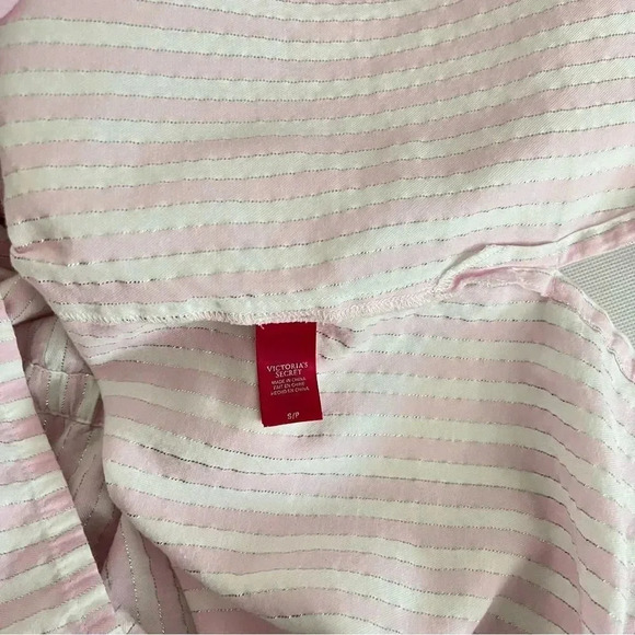 Victoria's Secret Shirt Dress Nightgown Pajama Size Small Pink White Silver - Picture 12 of 13